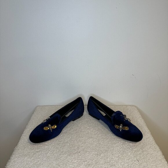 Vintage Havana | Sue Velvet Flats | Blue - Picture 6 of 8